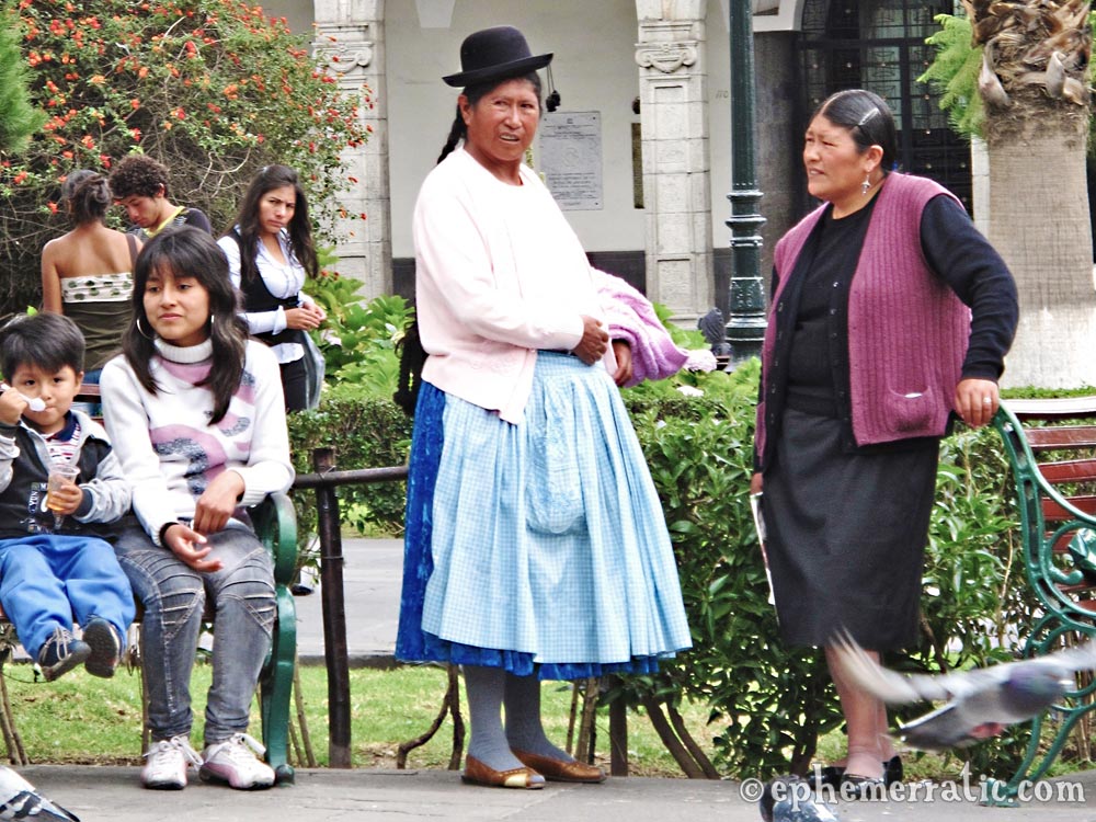 Gossiping women, Plaza de Armas, Arequipa, Peru photo