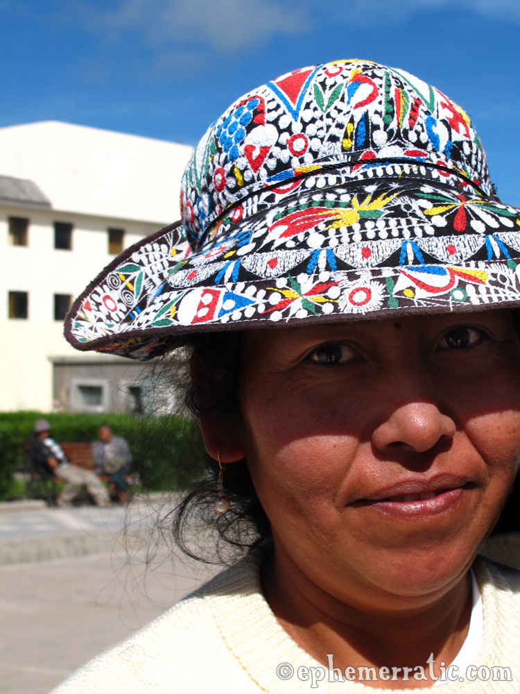 Cabana woman in a traditional embroidered hat, Cabanaconde, Colca Canyon, Peru photo