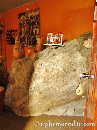 Surprising in-room boulder, Hotel Kuntur Wassi, Cabanaconde, Colca Canyon, Peru photo