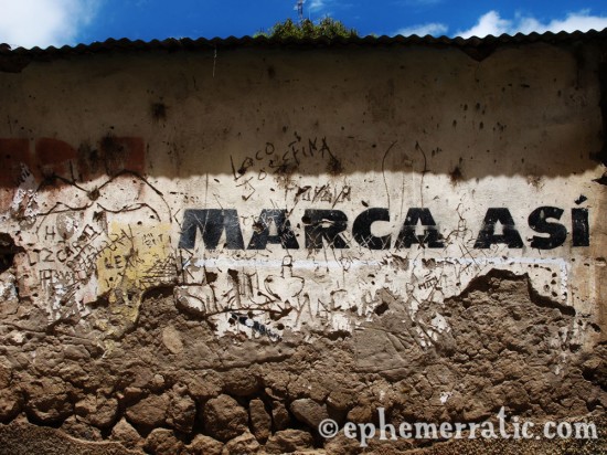 Layered scratch graffiti, Cabanaconde, Colca Canyon, Peru