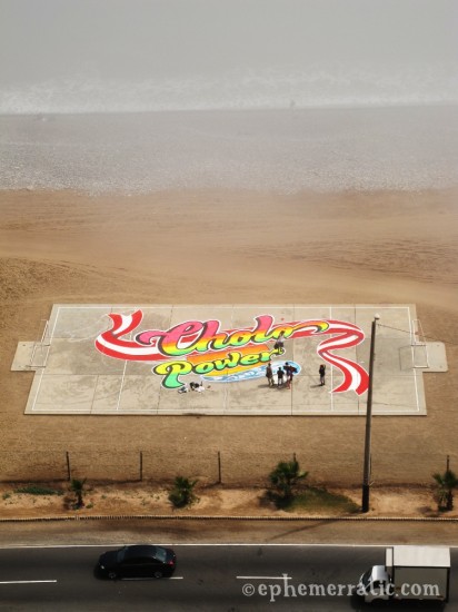 Cholo Power mural on the Miraflores beach, Lima, Peru by Lauren Girardin