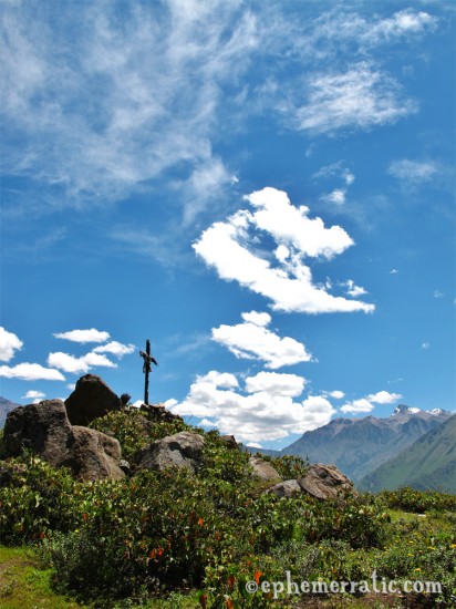 Cross on a hill, Cabanaconde, Colca Canyon, Peru photo