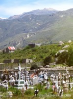 Cemetery and cabin near Chivay, Peru photo