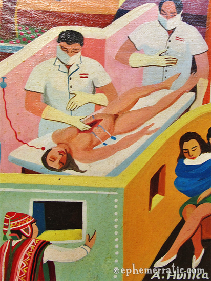 Hospital scene detail by Huallpa, Museo de Arte Contemporáneo, Cusco, Peru