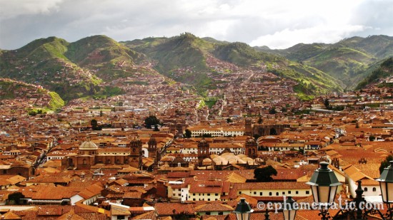 The hills of Cusco, Peru touched in sunlight photo