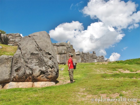 Todd versus a large Incan rock at Sacsayhuamán, Cusco, Peru photo