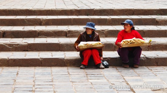 Bread sellers taking a break, Cusco, Peru