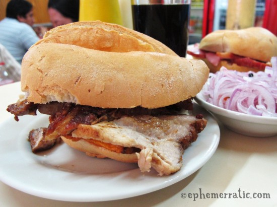 El Chinito's chicharrón sandwich, Lima, Peru