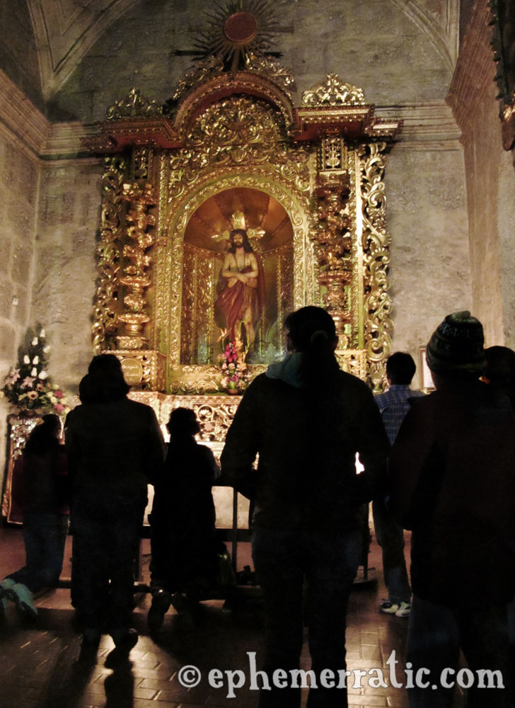 Altar faithful at La Compañía, Arequipa, Peru photo