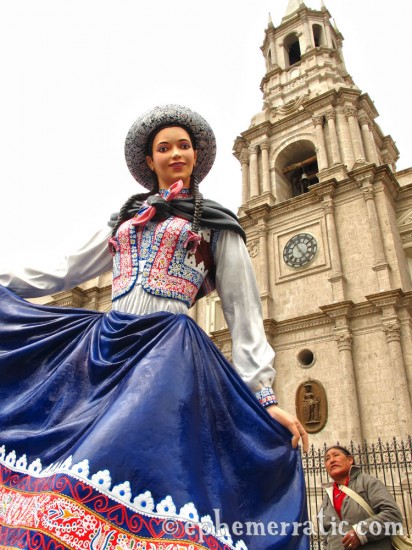 "Sara Tarpuy," Cabana woman cultural statue, Arequipa, Peru