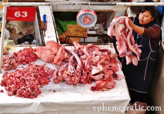 Heaving meat, Mercado San Camilo, Arequipa, Peru