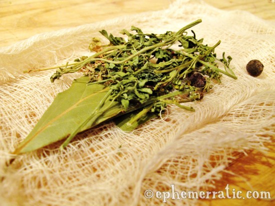 Herb bundle for adobo arequipeño recipe from Peru photo