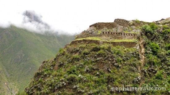 Incan ruins from afar, Ollantaytambo, Peru photo