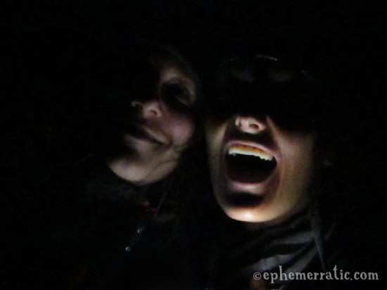 Jenn and Cari in the blackout in Cusco, Peru photo