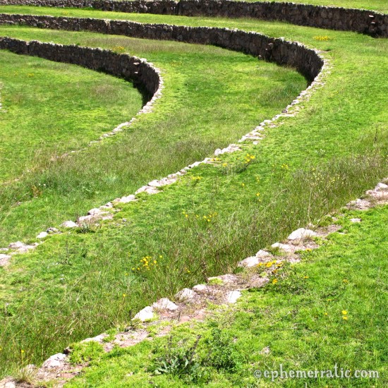 Swooping curves of Incan ruins, Moray, Peru photo