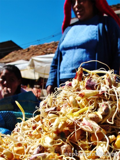 Sprouted corn for making chicha, Pisac Sunday Market, Peru photo