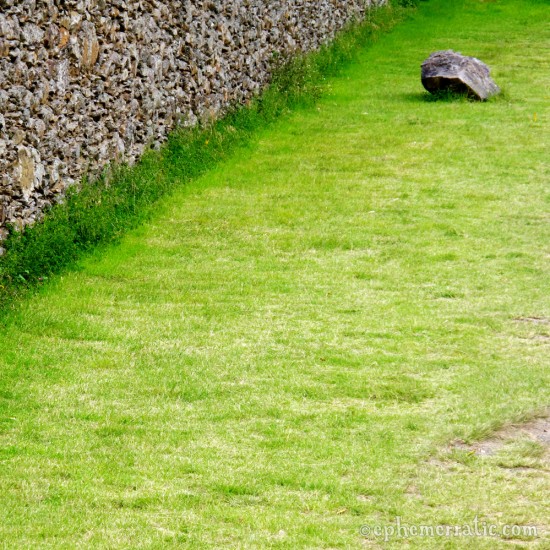 Rock, wall, grass, Ollantaytambo, Peru photo