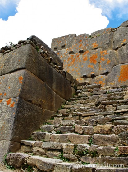 Steep stairs at the ruins of Ollantaytambo, Peru photo
