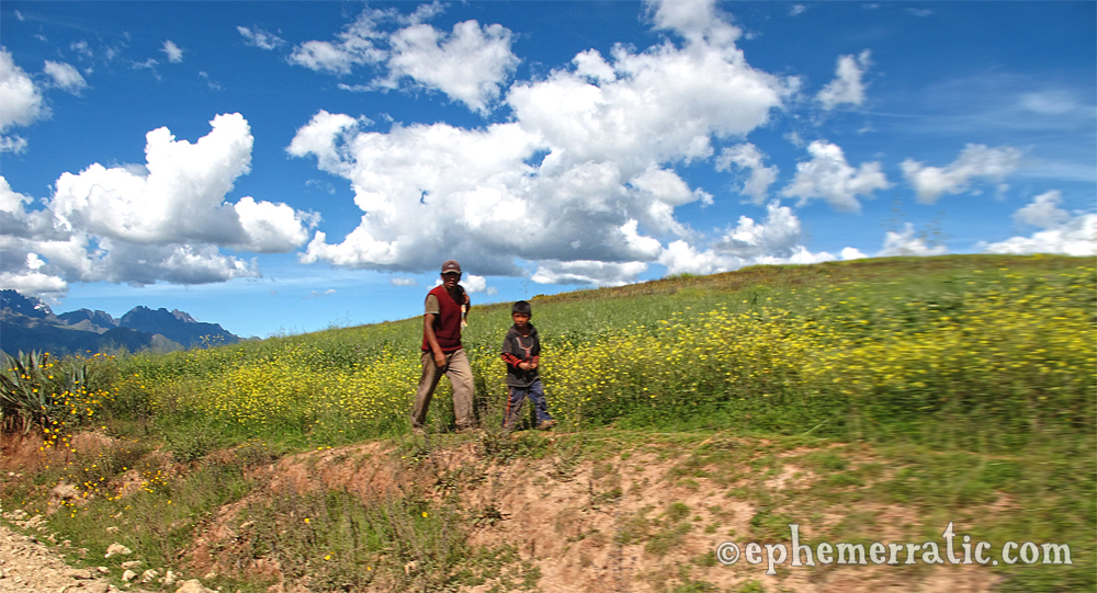 Walking a road, Sacred Valley, Peru photo