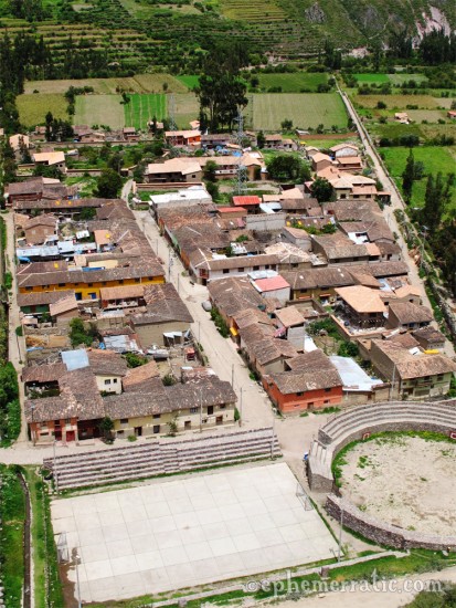 Soccer field and bull ring, Ollantaytambo, Peru photo