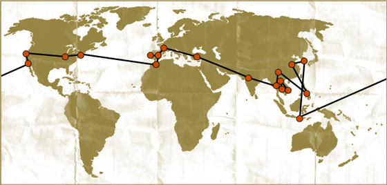 Map of our round the world route